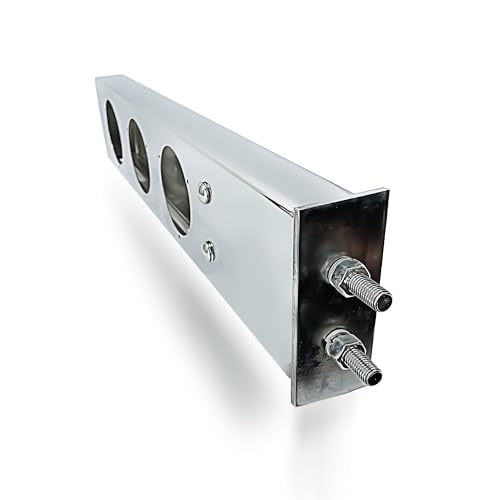 Image of TORQUE Mud Flap Hanger for Semi Trucks 2-1 /2 inch Bolt Spacing 30 inch Chrome, Spring Loaded, Straight, Right Left Included, Light Bar Tail Light Box, 6 LED Lights Included (1 x TRMFH308 + 6 x TR56114)