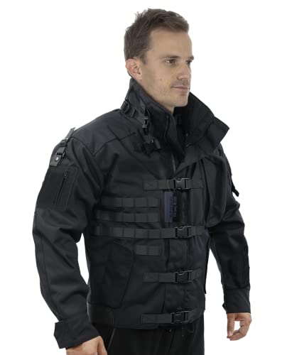 ZAPT 1000D Cordura US Army Taktische Jacke, Militär, wasserdicht, winddicht, Hartschalenjacken (eisenschwarz, Größe M: 101,6 - 111,8 cm) thumbnail