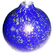 Oberstdorfer Glashütte Lámpara de Aceite Redondas Colores Cristal lámpara de Aceite Azul Plata Mármol Petróleo lámpara de Cristal soplado Diámetro Aprox. 9 cm