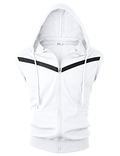 Image of Ohoo Mens Slim Fit Sleeveless Lightweight Zip Up Hooded Sweatshirt Vest Hoodie