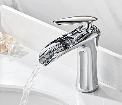 Robinets de lavabo mitigeur cascade or blanc pour salle de bain