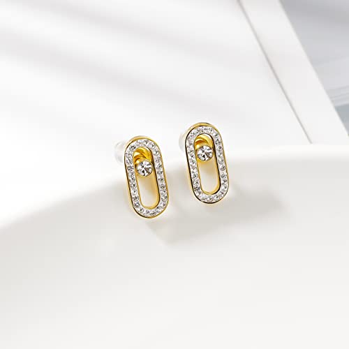 Vinesoug Earrings For Women Handmade Stud Earrings For Women Trendy Stainless Steel Stud Earrings For Women'S Flat Back Earrings For Women, Men, And Girls Gold Fashionable Stylish Earring Studs thumb #2