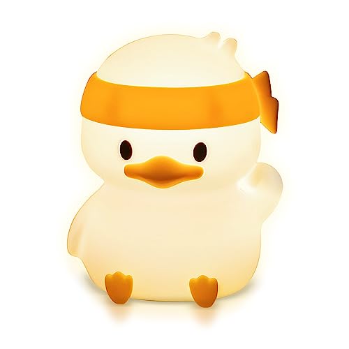 Image of groov e Cuties - Ella Duck - Colour Changing LED Night Light with 30/60 Minute Timer - 7 Colours - Tap to Use - Rechargeable 12-Hour Battery or USB Powered - for Babies, Toddlers & Children