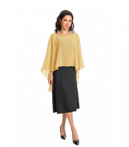 Image of Baoqiya Chiffon Capes Sheer Capelets Long Cape Poncho For Women Plus Size