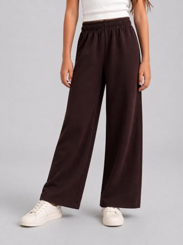 Image of Alan Jones Clothing Girls Wide Leg Palazzo Trousers | Cotton Blend Interlock Fabric | Side Pockets | Adjustable Inner Drawstring | Casual & Everyday Wear Pants