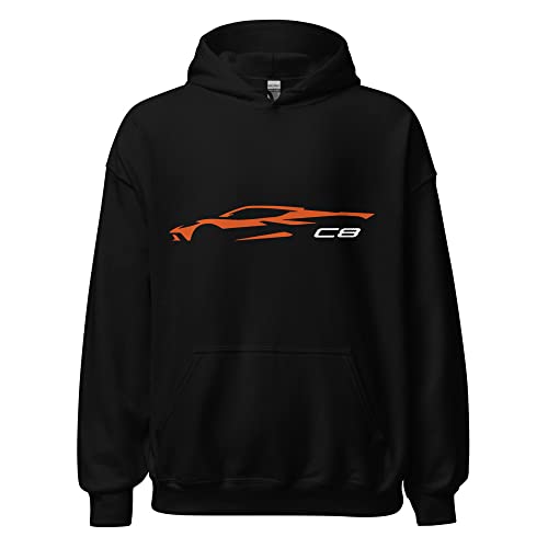 2022 2023 Sports Car C8 Outline Silhouette Sebring Amplify Orange Vette Unisex Hoodie