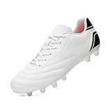 HaloTeam Football Boots Men's Outdoor Spike Cleats Soccer Shoes Professional Athletics Trainers Sneakers Teenager Football Shoes,White,7.5 UK