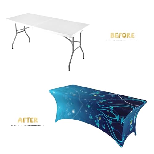 Housse de table rectangulaire extensible fleurie 1m80 pour mariage et fête