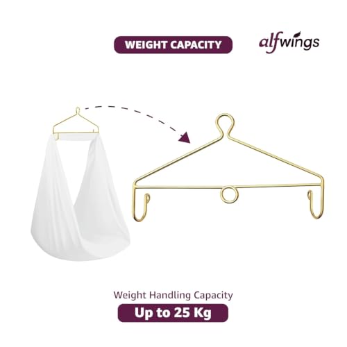 Image of Combo Set Baby Cradle Spring and Hanger | Up to 15 Kg | for Swing Jhula Straight Hanging Spring for, Thottil Hook Jhoola Palna (Gold, Center Hole)