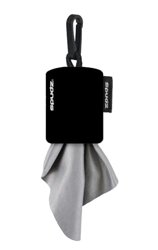 Microfiber Cloth Premium Screen Cleaner - SPUDZ 6x6 Black with Closable Bottom for Glasses, Camera Lens, Electronics, Phone, TV, Tablet