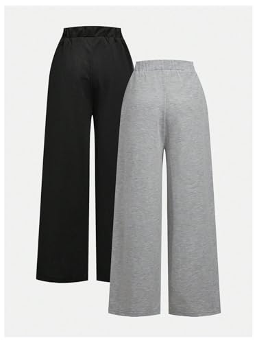SOLY HUX Girl's Sweatpants 2 Packs Drawstring Waist Wide Leg Baggy Long Pants with Pockets2