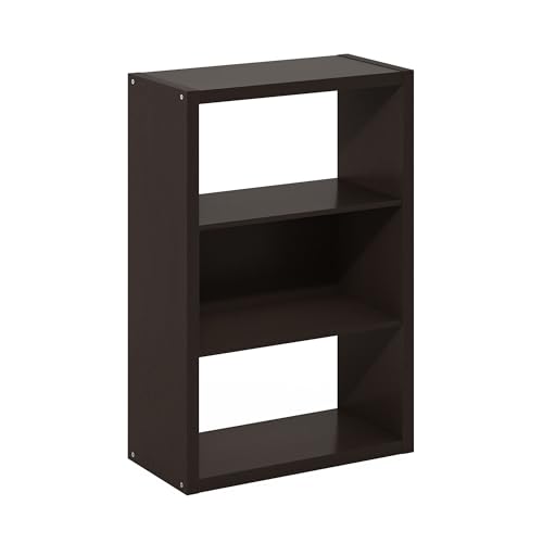 Image of Furinno Viola 3-Tier Book Shelf, Extra Thick Frame Bookshelf, Dark Oak | Open Shelf, Open Back Design, 11.3 inch x 23.2 inch x 35.9 inch, for Living Room, Bedroom, Home Office