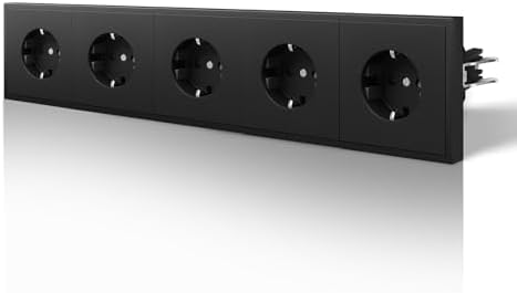 BSEED Steckdose mit Krallen, Matt Wandsteckdose Unterputz, EU-Standard Einbausteckdose, Einfach Montage, C-Serie,5 Fach,360mm Schwarz