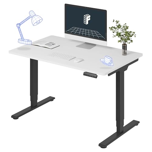 Image of FlexiSpot E6 3-Stage Dual Motor Electric Standing Desk 48 x 30 Sit Stand Up Desk, Holds 220 lbs, Adjustable Height w / Memory Presets, One-Piece White Desktop & Black Frame, Ships in 2 Boxes