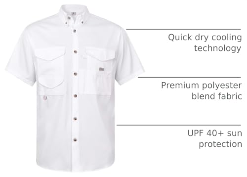 Image of Alimens & Gentle Short Sleeve Fishing Shirt Wicking Fabric Sun Protection Casual Button Down Shirts