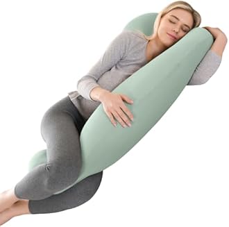 SHANNA Memory Foam Pregnancy Pillow for Sleeping, New Upgrade Full Body Maternity Pillow for Adults, Nursing Pillow Support Back Belly Hips for Pregnant Women with Rmoveable Cover, Green