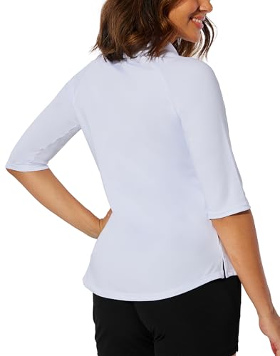 M MOTEEPI 3/4 Length Sleeve Womens Golf Polo Shirt Ladies Workout Tops Polo Shirts for Women Golf Pullover2
