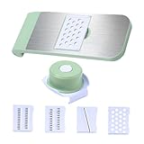 NUOBESTY Haushalts Gemüseschneider Satz Edelstahl Kartoffelschneidewerkzeug mit Handschützer Vielseitiger Küchenhelfer für Schnelles Schneiden und Reiben