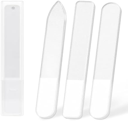 3pcs Ultra Fine Nano Glass Nail Files for Natural Nails with Protective Case, Polish and Smooth Nail Edge Nail Filer for Pregnant Woman and Girls