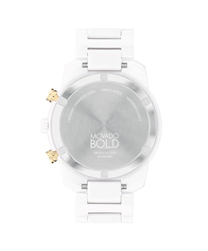 Movado Bold Verso Men's Sport Watch - Swiss Quartz Chronograph Movement, Ceramic Link Bracelet - 5 ATM Water Resistance - Luxury Fashion Timepiece for Him - 44mm3
