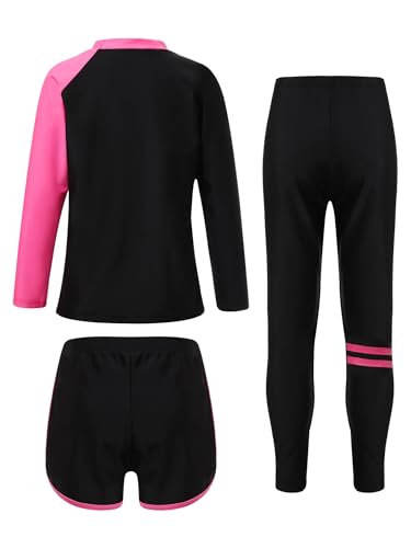 iiniim Kids 3 Piece Long Sleeve Swimsuits Rash Guard Swimwear UPF 50+ Swim Shirt Legging Pants Bathing Suit2