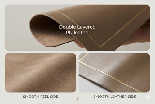 Image of Dribble Premium PU Leather Placemats Set of 4, Double Layer Waterproof Heat Resistant, Non-Slip Easy Clean Dining Table Mats for Kitchen, Dining & Office Desk, Reversible & Smooth Finish (Beige)