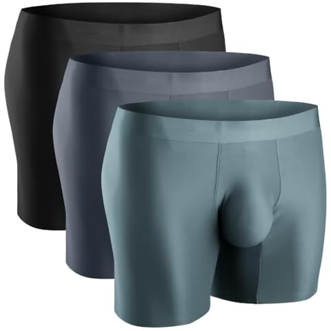 Real Men Boxer Brief Nylon 7 Inch Seamless 3 Pack A Pouch Black Heather Gray Slate Green LRG Cover