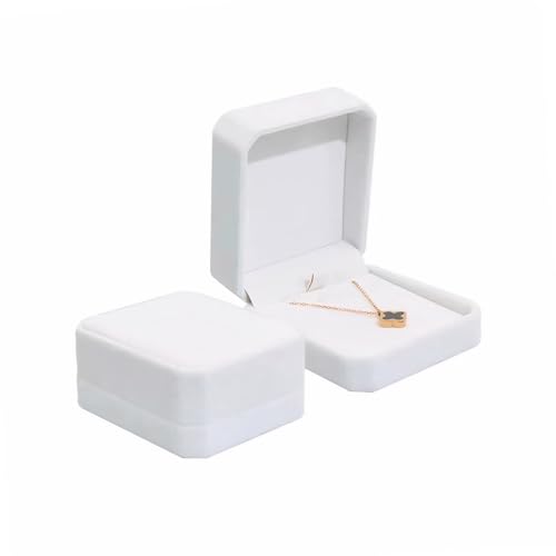 Manqyi Joyero de terciopelo para collares, caja de collar grande de terciopelo blanco, caja de regalo para bodas, cumpleaños y día de San Valentín