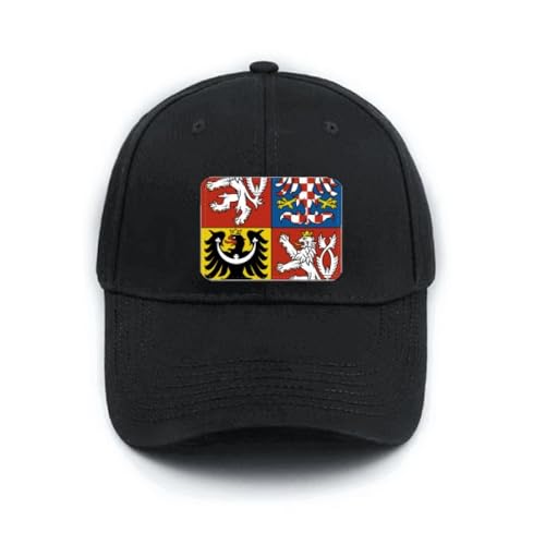Casquette de baseball noire avec emblème tchèque brodé et taille réglable