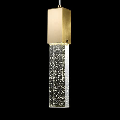 Huong Son Modern Led Bubble Glass Pendant Light, Brushed Gold Pendant Lighting 4000K, Adjustable Mini Contemporary Pendant Light Fixtures, Gu10 Bulb Included, 1-Light #TOP1