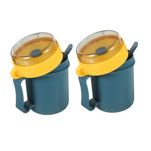 GLEAVI 2 Piezas Taza De Desayuno Tazas De Sopa Tazas De Cereal Tarro Hermético De Avena Contenedor De Fruta De Cereales Contenedores De Bocadillos Cuenco De Yogur El Plastico Reutilizable