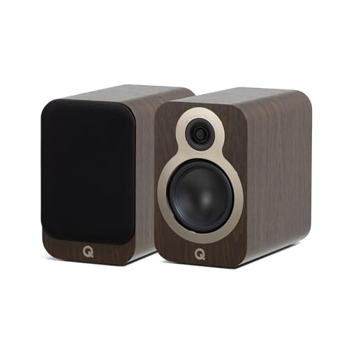 Image of Q Acoustics 3020c Bookshelf Speakers Pair Claro Walnut - 2-Way Reflex Enclosure Type, 4.75 inch Bass Driver, 0.9 inch Tweeter - Stereo Speakers /Passive Speakers for Home Theater Sound System