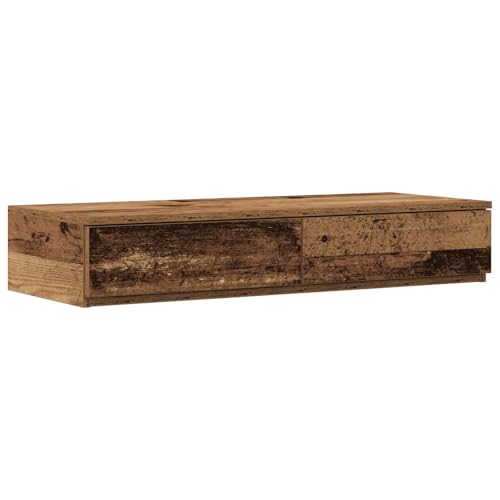 Mesa de Noche Rústica vidaXL con Dos Cajones | Acabado de Madera Vieja | Buró Compacto 80 X 36.5 16.5 cm Ideal para Almacenamiento y Decoración en el Dormitorio Muebles Pequeños de Madera con Cajón De