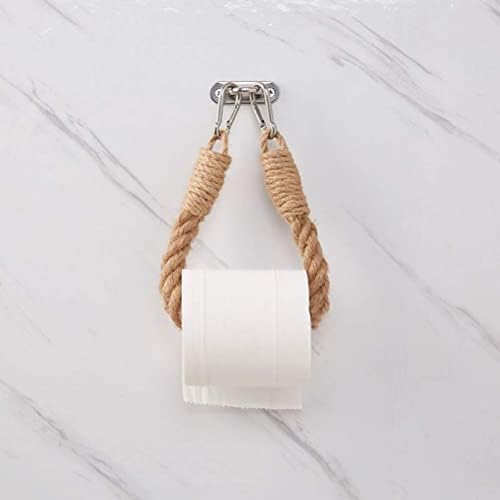 kuou Toilet Paper Holder, Vintage Toilet Roll Holder Industrial Rope Wall Mounting Toilet Paper Holder Roll Holder Towel Holder for Bathroom Kitchen Decor (19.7inch)