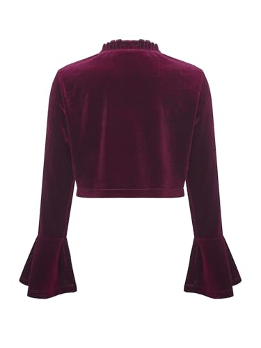 ACSUSS Kids Girls Velvet Cardigan Bolero Open Front Bell Long Sleeve Shrug Shawl Ruffle Cover Up for Evening Dress2
