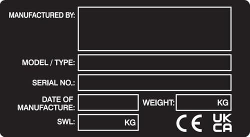 Generic CE-UKCA - Placas de marca para maquinaria (aluminio negro, paquete de 100)