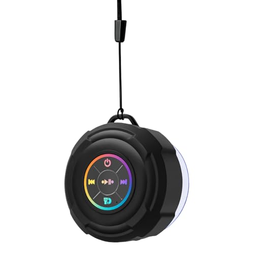 Altavoces portátiles, dispositivo impermeable con con iluminación LED, altavoz compacto para cuarto de baño, para familia, amigos, camping, playa, piscina, barcos, senderismo y actividades