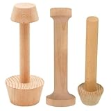 3 Pieces Wooden Tart Tamper Set Double Side Pastry Dough Tamper Egg Tarts Tamper Pastry Tools DIY Cake Pastry Tools for Making Egg Tart, Pasta, Cheesecakes Dessert Kitchen Baking Tools