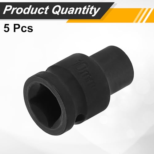 Image of HARFINGTON 5pcs 1 /2 inch Drive x 10mm Shallow Impact Socket 12-Point Metric CR-V Steel Spindle Nut Impact Flip Sleeve for Home Auto Nuts Bolts Repair