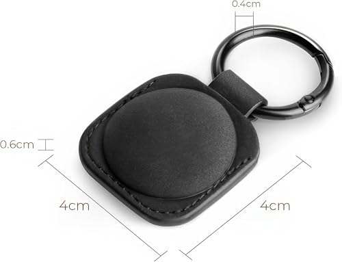 Image of Tag Leather Case Holder Keychain Protector for Pet Collars Keys Bags Luggage, Scratch Resistant, Soft Touch Compatible with Tag [4 Colour Options] (Black)