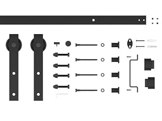 36 in. x 84 in. Mirrored Glass Black MDF Interior Sliding Barn Door with Hardware Kit and Door Handle