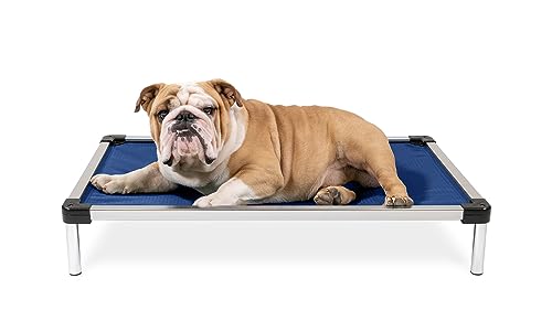 K9 Ballistics Chew Proof Elevated Cooling Outdoor Cot Bed for Small Dogs & Puppies - Virtually Indestructible Preassembled Withstands Aggressive Chewers - S Ripstop Blue Quartz