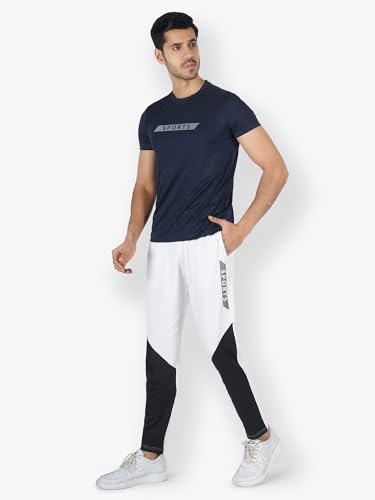 Image of Men Stretchable Polyester Round Neck Gym Sports and Yoga Wear T-Shirt Navy Blue (Pack of 1)