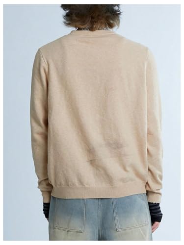 SHENHE Men's Letter Print Button Down V Neck Pullover Sweater Long Sleeve Streetwear Knit Top2