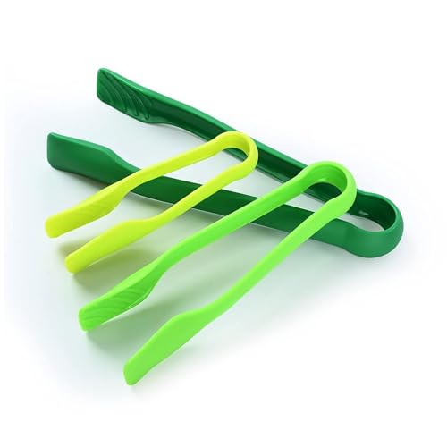 Image of 3 Piece Multifunctional Plastic Food Tongs Kitchen Bread Non-Slip Cooking Clip Clamp BBQ Salad Tools Grill Utensils - 6 /8 /10 Inch (Green)