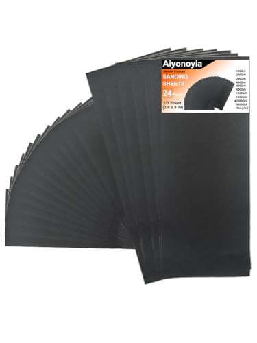 24PCS Sandpaper Sheets 9 x 3.6 Inch 2000 Grit Sand Paper for Wet/Dry Wood Metal Sanding Polishing
