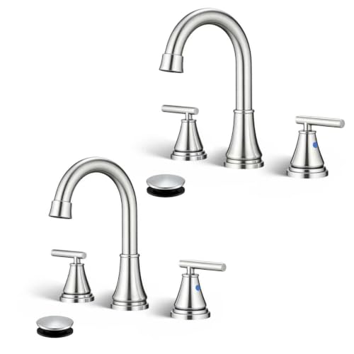 Widespread Bathroom Faucet 3 Hole with Pop-up Drain Brushed Nickel