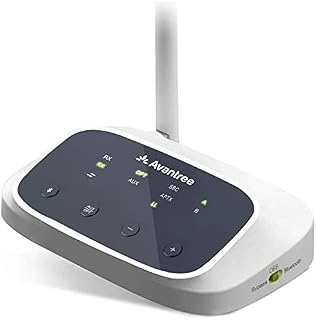 Avantree Oasis B Bluetooth 5.0 Transmitter Receiver for TV, Home Stereo Speakers, Bypass Mode, Class 1 Long Range, LED Indicator, Optical AUX RCA, aptX Low Latency Audio Adapter for 2 Headphones