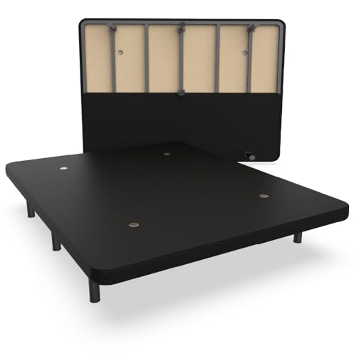 NALUI Base Tapizada 160x200 cm Acero Negro