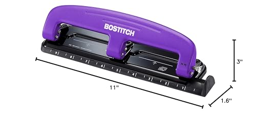 Bostitch Office EZ Squeeze Reduced Effort 3-Hole Punch, 12 Sheets, Purple - Thumbnail 5